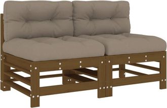 vidaXL Vidaxl - Middle Sofas with Cushions 2 pcs Honey Brown Solid Wood Pine