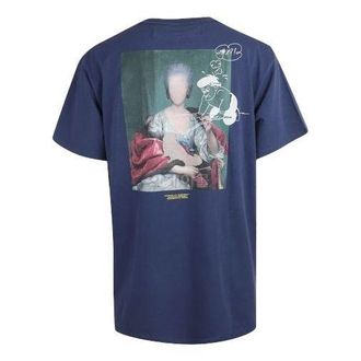 Off-white Mariana Painting Applique Short-sleeve Tee Mens Blue OMAA038E191850053088
