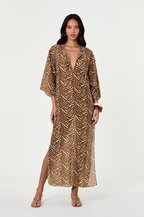 Nicholas Jovana Caftan Maxi Dress in Abstract Animal at Nordstrom, Size X-Large
