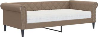 vidaXL Vidaxl - Sof&aacute; cama con colch&oacute;n cuero sint&eacute;tico color capuchino 90x200 cm