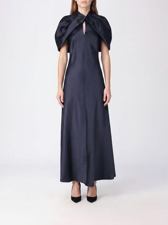 Alberta Ferretti Abito midi da sera in raso con maniche a palloncino