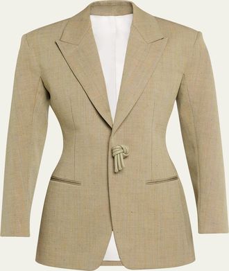 Bottega Veneta Oversized Wool-Linen Single-Breasted Jacket