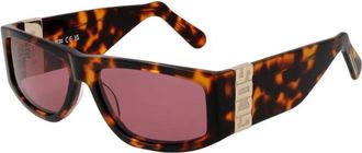 GCDS Bruine Rechthoekige Acetaat Zonnebril met Rozelenzen - unisex - Zonnebrillen - Bruin - ONE Size - Accessoires