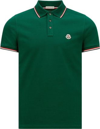 Moncler Moncler Tricolor-trimmed Cotton Piquet Polo Shirt, Men, Green, Size: 3xl