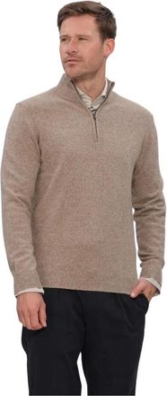 Profuomo Pullover Half Zip 80/20 - Heren - Coltruien - Beige - XL - Wol - Truien & Vesten