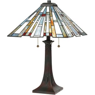 Quoizel Elstead Quoizel Maybeck Tiffany Table Lamp Valiant Bronze