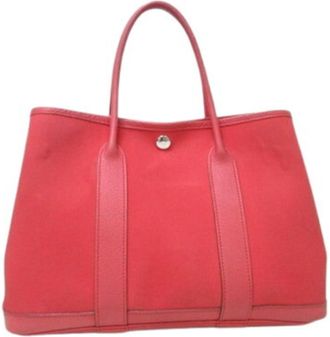 Hermès Pink Red Color Toile Officier Negonda Leather Handbag Tote Bag (Pre-Owned)
