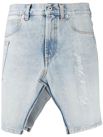 Heron Preston x Sami Miro split detail denim skirt - Blue