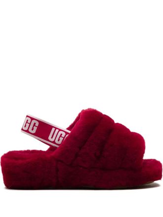 UGG Fluff Yeah Red slippers - women - Sheep Skin/Shearling/Sheep Skin/Shearling/Rubber - 8