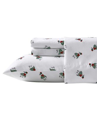 Nautica Penguin Toss Poly Flannel Sheet Set