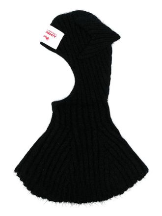 Charles Jeffrey Loverboy Ears logo-patch knitted baclava - Black