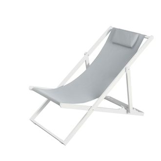 Brigros Tumbona con coj&iacute;n de aluminio y textileno blanco
