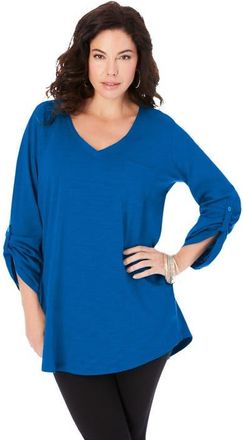 Roaman's Boyfriend Textured Tunic in Vivid Blue at Nordstrom, Size 28