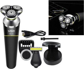 Trade Shop Trade Shop - Rasoio Elettrico Per Barba E Capelli Senza Fili Impermeabile 3 Testine Vgr V-308
