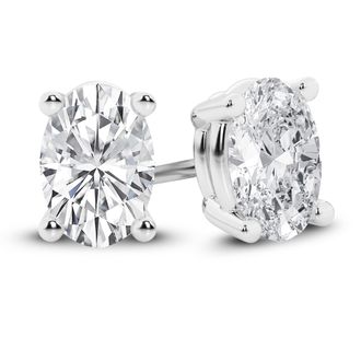 Grown Brilliance 14K White Gold IGI Certified 3 Carat Oval Cut Lab Grown Diamond Stud Earrings for Women, VS Clarity, E-F Color