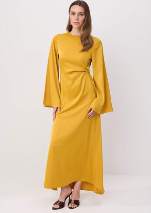 Trendyol Modest Dames Geel Effen Maxi Lang A-lijn Modest Avond Jurken