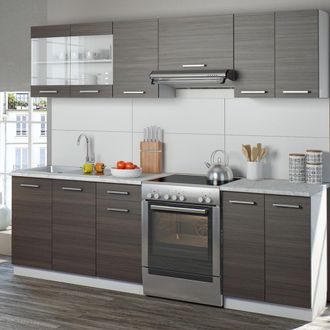 Vicco Mueble De Cocina Raul, Gris Noble, 240 Cm, Et M&aacute;rmol Con Tira De Led
