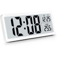OEM Reloj De Pared Digital A Pilas, Pantalla Digital Grande, Indicador De Temperatura, Formato De 12/24 Horas, Reloj De Escritorio, Reloj Digital. - Crezu