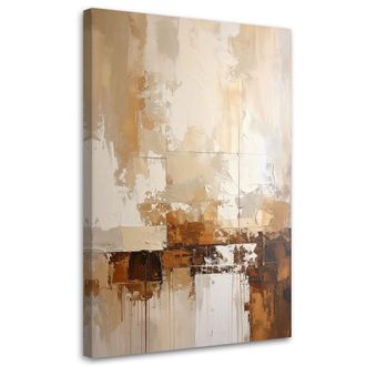 Feeby Cuadro Sobre Lienzo, Abstracci&oacute;n Moderna En Beige, 80x120