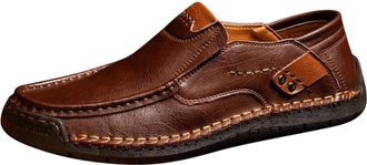 Generic Couple Style Handmade Mens Outdoor Casual Shoes One Foot Flat Shoes Spring Low Top Plus Large SizeLeFu Cowhide (Brown, 6.5)-3