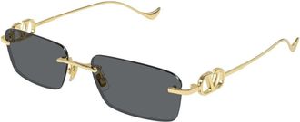 Valentino Rechthoekige Zonnebril - Dames - Zonnebrillen - Geel - 55 MM - Accessoires