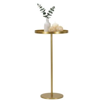 Dmora Dmora - Mesa De Caf&eacute; Prizren, Encimera De Sal&oacute;n, Revistero Para Sof&aacute;, Estante De La Sala De Estar, Oro, 51x51 H100 Cm