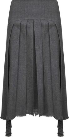 Jil Sander Asymmetrische Wollen Rok Grijs - Dames - Midirokken - Grijs - S - Wol - Rokken