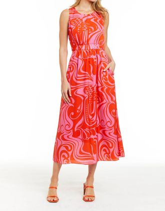 Drew Amber Midi Dress In Hot Pink