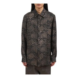 Uma Wang Casual Shirts, male, Gray, Size: M Tab Shirt