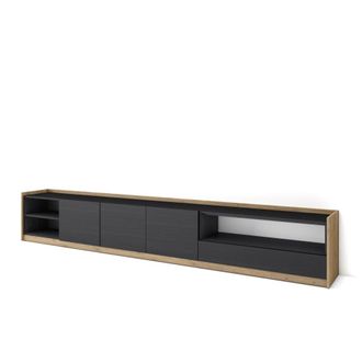 Skraut Home Mueble tv efecto madera negro y roble 310x37x50cm