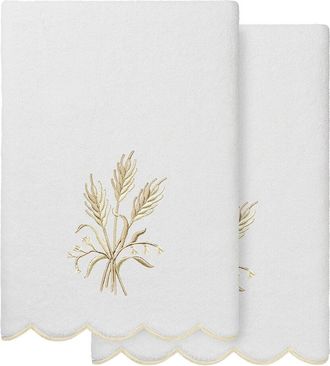 Linum Home Textiles 100% Turkish Cotton Whitney Scallop 2Pc Embellished Bath Towel Set