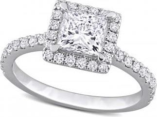 Allurez Princess Cut Lab Grown Diamond Engagement Ring 14K White Gold (1.50ct)