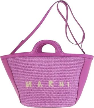 Marni Pre-owned Bucket Bags, female, Purple, Size: ONE SIZE Pre-owned Raffia Shoulder Bag