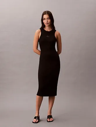 Calvin Klein JEANS Midi Tankjurk Van Ribkatoen