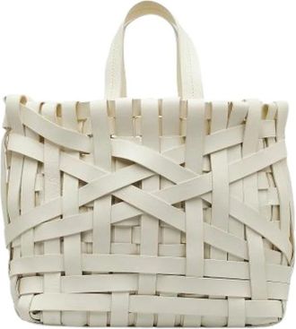 Jil Sander Pre-owned Woven Leather Tote - Dames - Vintage Shopper - Wit - ONE Size - Leer - Vintage