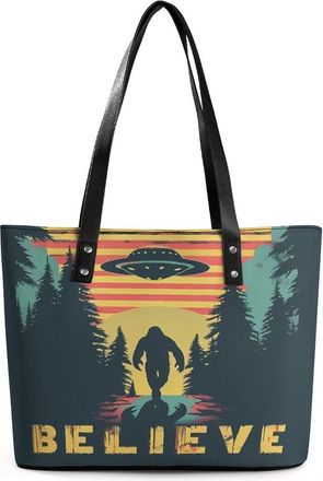 Generic Believe Bigfoot Sasquatch Tote Bags for Women Cute Shoulder Purses Handbags