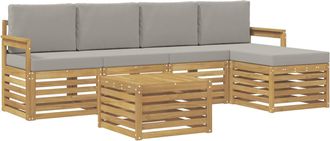 vidaXL Conjunto De Sof&aacute;s De Exterior 6 Uds. Blanco Y Gris Claro Vidaxl