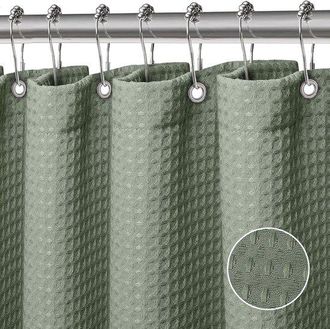 No Brand Cortinas De Ducha - Mampara De Ducha Con Estructura De Gofre, Poli&eacute;ster, Lavable A M&aacute;quina, Impermeable, Con 12 Ganchos, 183 X 183 Cm (verde)