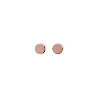 Miu Miu Enameled Metal Earrings, Woman, Orchid Pink