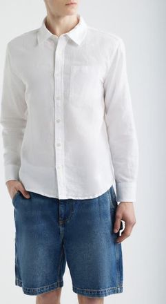 Corridor Solid Linen & Cotton Button-Up Shirt in White at Nordstrom, Size Xx-Large