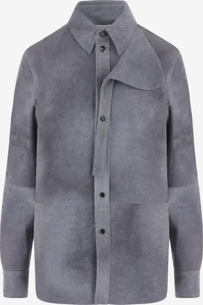 Bottega Veneta Womens Shirt Suede With Graduated Effect Grey Lambskin Leather