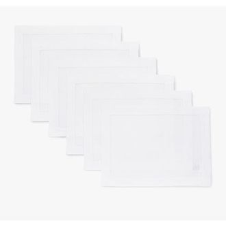 Solino Home Linen Placemats - Classic Hemstitch - Set of 6, 14 x 19 in White at Nordstrom, Size Medium