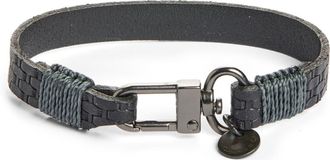 Caputo & Co. Mens Basketweave Embossed Leather Bracelet in Black at Nordstrom Rack
