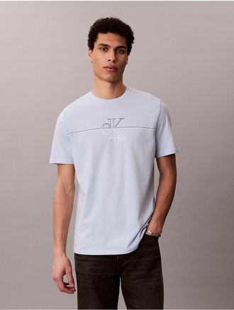 Calvin Klein Jeans Calvin Klein Mens Monogram Line Graphic Classic T-Shirt - Light/Pastel Blue - 2XL
