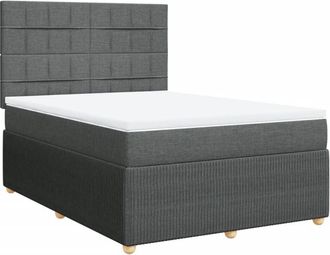 vidaXL Cama Box Spring Con Colch&oacute;n Tela Gris Oscuro 140x190 Cm Vidaxl