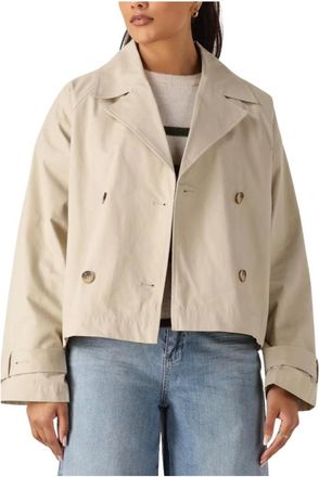 Selected Jassen, Dames, Beige, XL, Beige Korte Trenchcoat Elegant Stijl