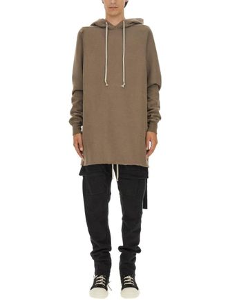 Rick Owens Oversized Cotton Hoodie With Drawstring Hood