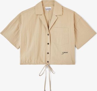 Ganni Warm Sand Shirt in Beige Cotton