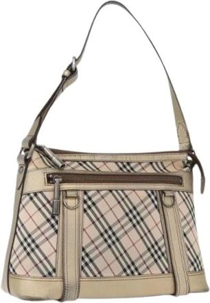 Burberry Pre-owned Shoulder Bags, female, Beige, Size: ONE SIZE Pre-owned Canvas Shoulder Bag