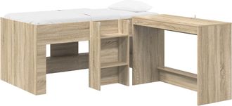 vidaXL Cama Alta Para Ni&ntilde;os Con Escritorio 2 Uds. Roble Sonoma Vidaxl